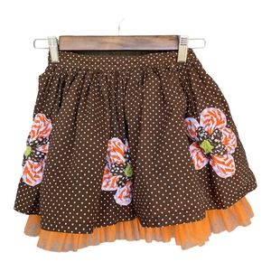 Beetlejuice Skirt Girls Size 7 Brown Polka Dot Floral Layered